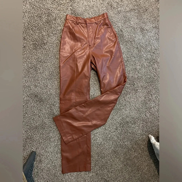 NWOT House of CB Inaya Stretch Vegan Leather Trousers in Brown - size S - Picture 7 of 11